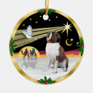 Ornement Rond En Céramique Xmas Colombe - Saint Bernard