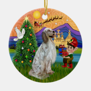 Ornement Rond En Céramique Xmas Fantasy - Setter Anglais