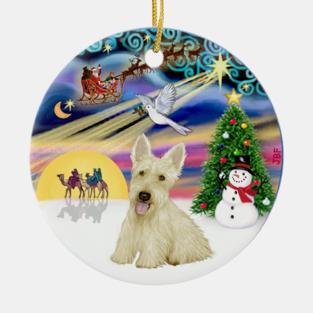 Ornement Rond En Céramique Xmas Magic - Scottish Terrier (Wheaten) (Devant)