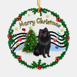 Ornement Rond En Céramique Xmas ZMusic 1 - MC - Schipperke 2