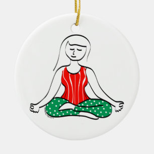 Ornement Rond En Céramique Yoga Christmas Ornament