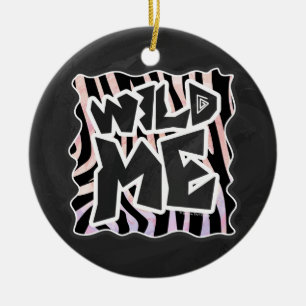 Ornement Rond En Céramique Zebra Black and Pink Wild me