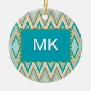 Ornement Rond En Céramique zigzag-téléphones diagonaux