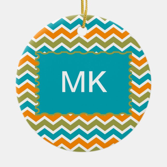 Ornement Rond En Céramique Zigzag, une tribu dynamique de Peacock (Devant)