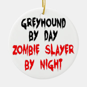 Ornement Rond En Céramique Zombie Slayer Greyhound Dog