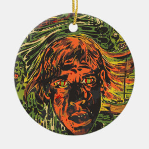 Ornement Rond En Céramique Zombies Halloween vintage, street art graffiti