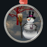 Ornement rond gothique Snowman<br><div class="desc">Beaucoup de gens qui achètent et recueillent des ornements uniques trouvent un sens spécial dans leurs ornements de conservation. La collection d'ornement est un excellent moyen de se souvenir des êtres chers pendant la saison des fêtes d'hiver, ou pour tout événement spécial. Les ornements sont des décorations utilisées pour orner...</div>