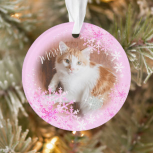 Ornement rose de Noël de chat pour animaux de comp