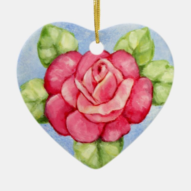 Ornement rose de Noël de coeur (Devant)