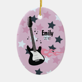 Ornement ROSE de Noël de GUITARE de VEDETTE DU