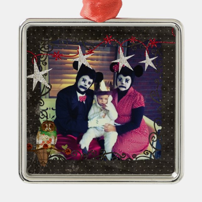 Ornement rose de photo de nuit étoilée de hibou (Devant)