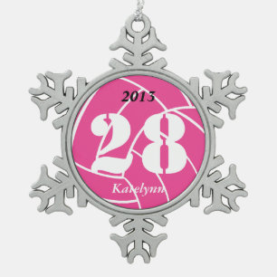 Ornement rose de volleyball personnalisé par