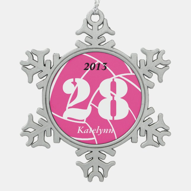 Ornement rose de volleyball personnalisé par (Devant)