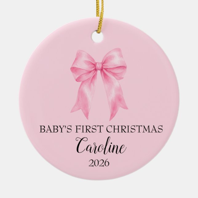 Ornement Rose pour le Premier Noël de Bébé  (Devant)