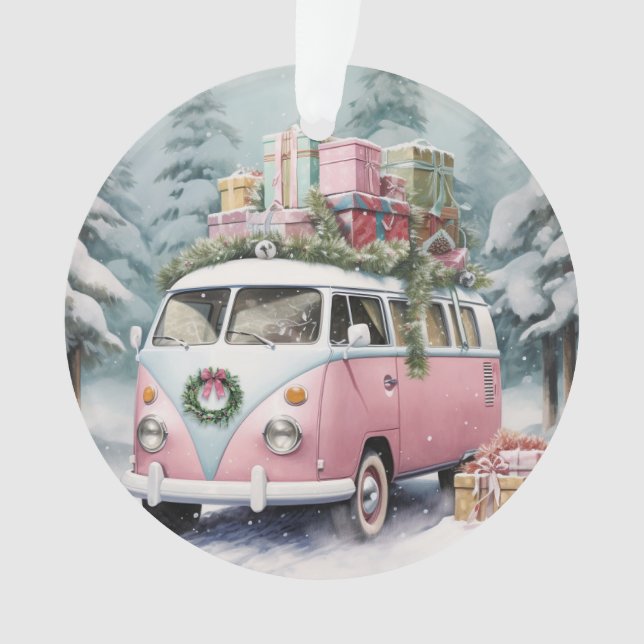 Ornement rose Vintage Vanagon (devant)