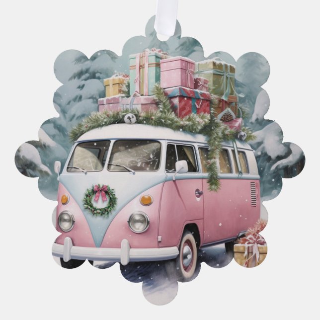 Ornement rose Vintage Vanagon (Recto)