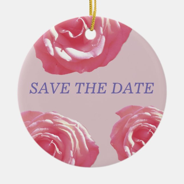 Ornement Roses Enregistrer la date (Devant)