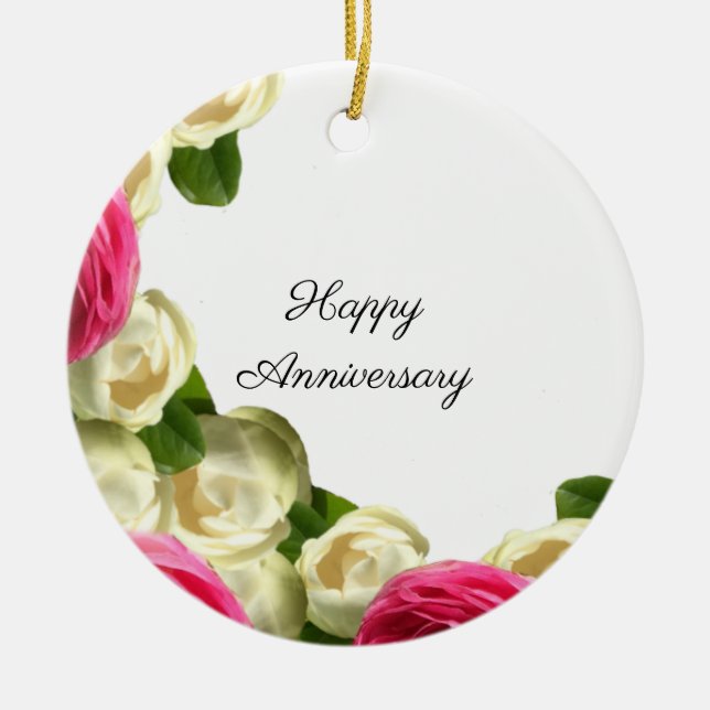 Ornement Roses Joyeux Anniversaire (Devant)