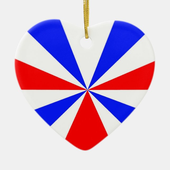 Ornement rouge blanc et bleu coeur (Devant)