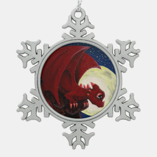 Ornement rouge de flocon de neige de dragon de