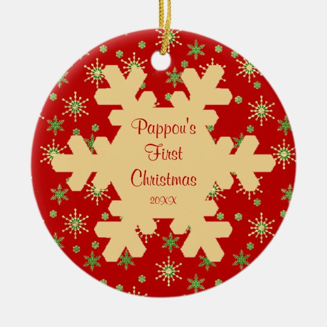 Ornement rouge de flocon de neige de premier Noël (Devant)