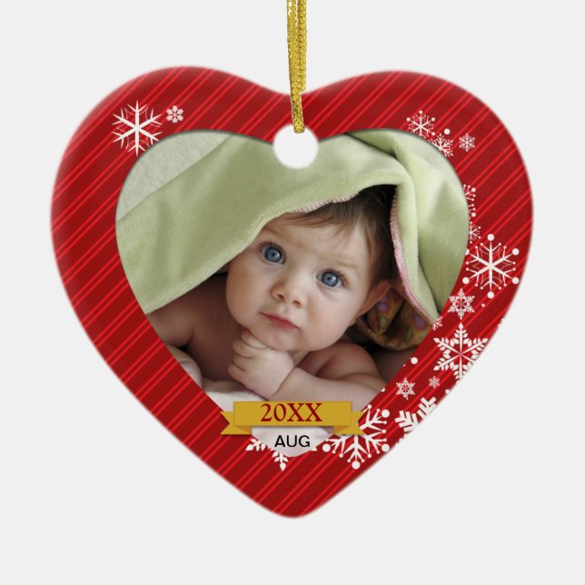 Ornement rouge de photo de flocon de neige (Devant)