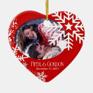 Ornement (rouge) de photo de flocons de neige