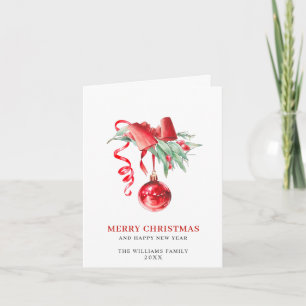Ornement Rouge Élégant Joyeux Noël Carte de Vœux