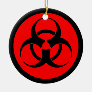 Ornement rouge et noir de symbole de Biohazard