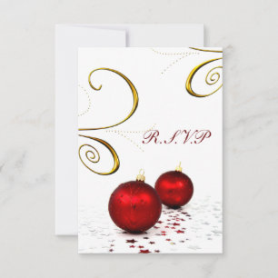 ornement rouge mariage d'hiver rsvp standard 3,5 x