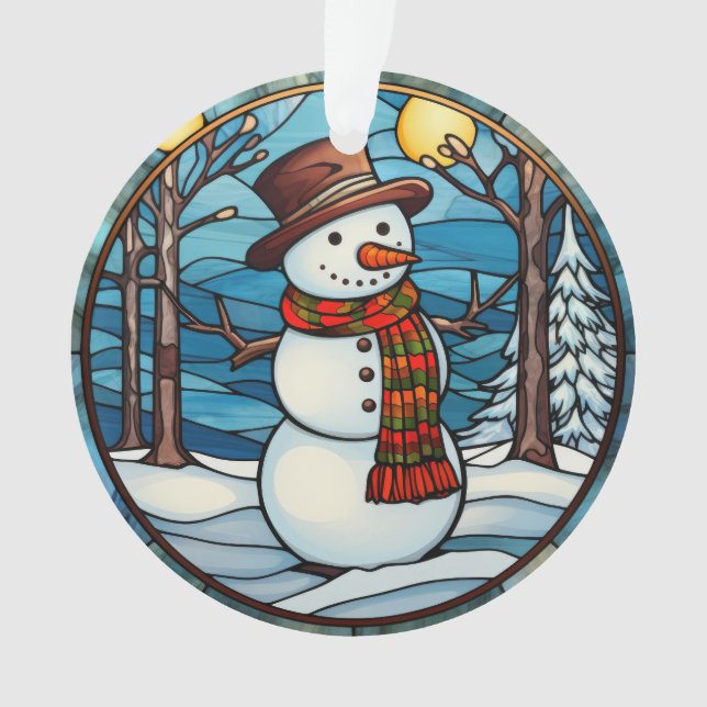Ornement Snowman en verre tendu (devant)