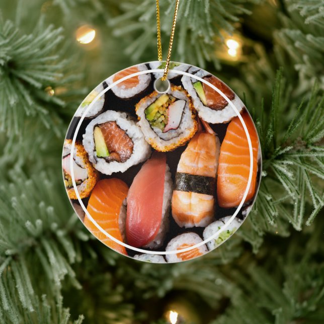 Ornement sushi avec message et date sur le dos (Arbre)
