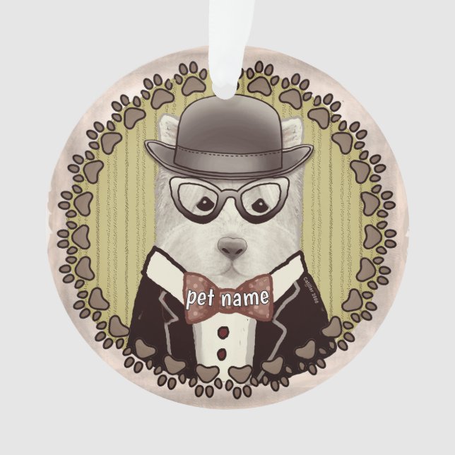 Ornement Terrier West Highland portant des lunette (devant)