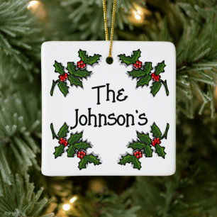 Ornement - Texte encadré dans les branches Holly