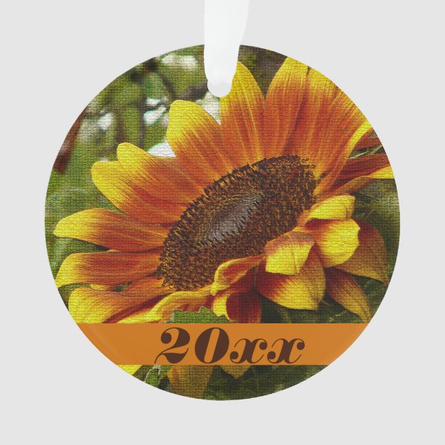 Ornement tournesol orange et jaune (devant)