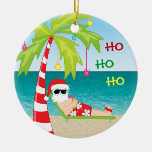 Ornement tropical de Noël de palmier de Père Noël