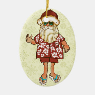 Ornement tropical de Noël de Père Noël de plage