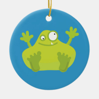 Ornement vert mignon de monstre (un dégrossi)