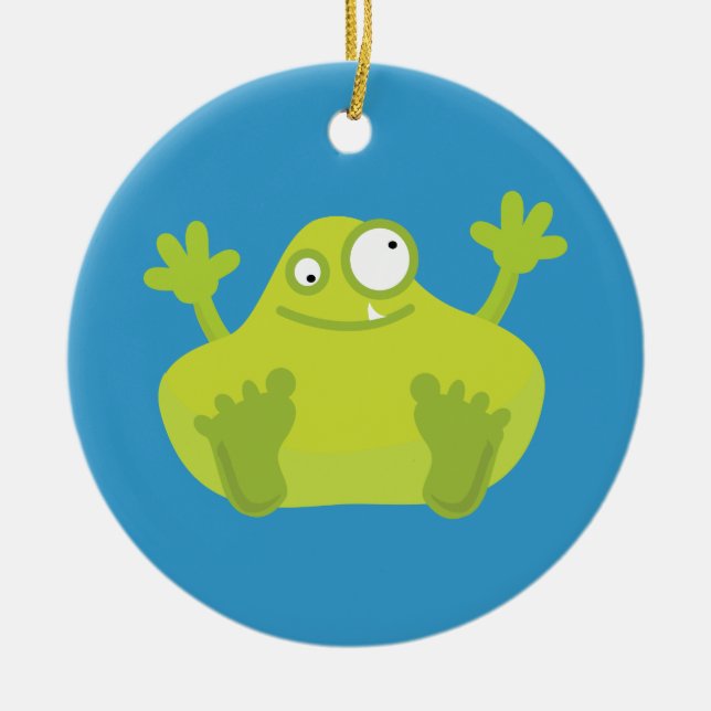 Ornement vert mignon de monstre (un dégrossi) (Devant)