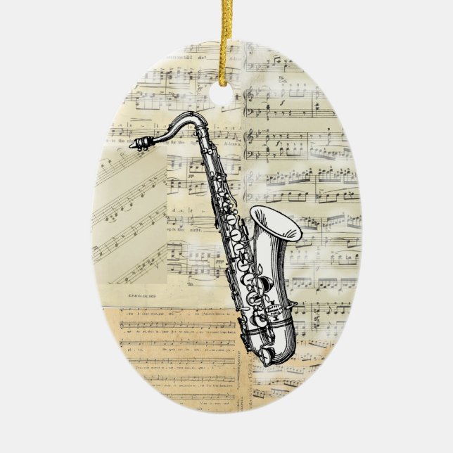 Ornement vintage de musique de saxophone (Devant)