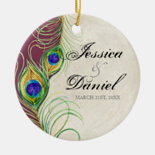 Ornement vintage de paon et de Noël gravure à