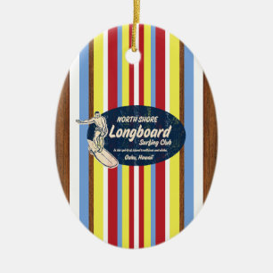 Ornement vintage de planche de surf de