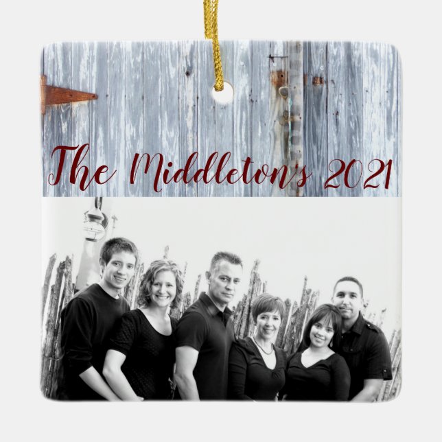 Ornement XMAS personnalisé Blanc Laver Bois Grange (Devant)