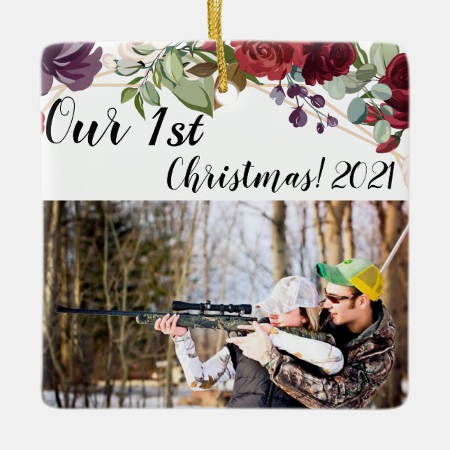 Ornement XMAS personnalisé Roses blanches Or Geome (Devant)