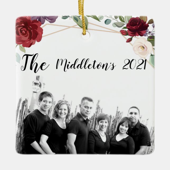 Ornement XMAS personnalisé Roses blanches Or Geome (Devant)