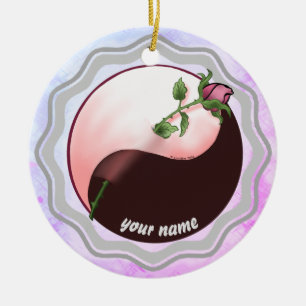 Ornement yin yang Rose Rouge