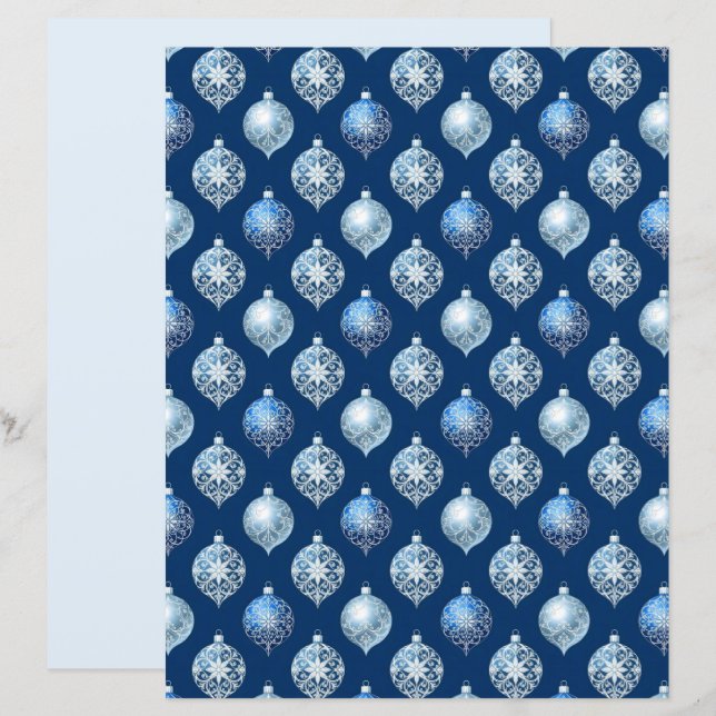 Ornements argentés sur papier de scrapbook bleu fo (Devant / Derrière)