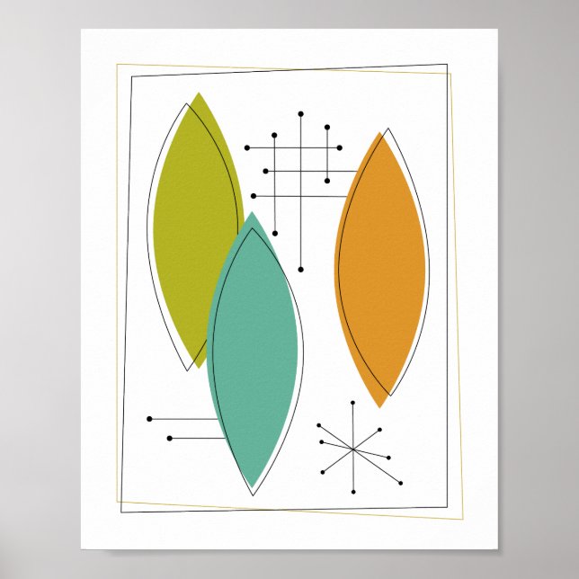Ornements Atomiques Affiche d'Art Moderne du Milie (Devant)