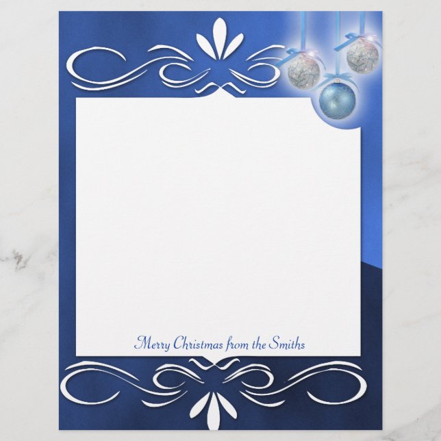 Ornements bleus et argentés sur un bleu (Devant)