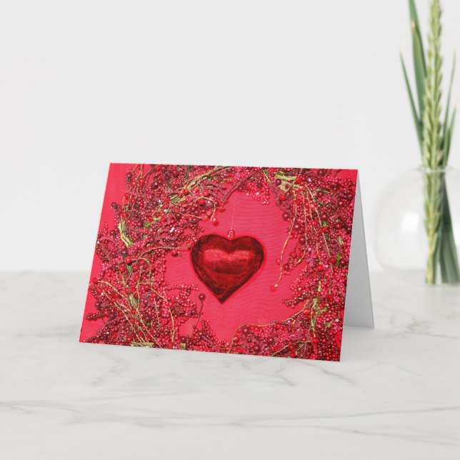 Ornements cardiaques dans une carte de couronne pe (Devant)